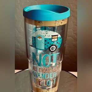 Tervis Tumbler Large Preowned Camper “Not All Who Wander Are Lost”. Includes lid